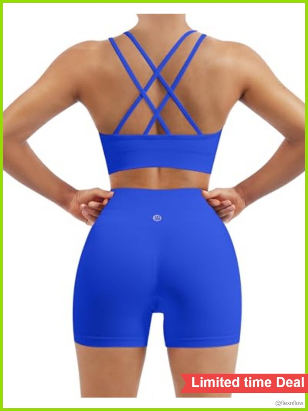 SUUKSESS Women's Seamless Workout Set Cross Back Sports Bra & Biker Shorts